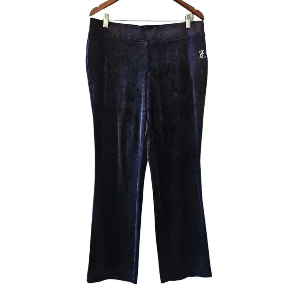 Juicy Couture Y2K Velvet Wide Leg Joggers Women's Pants Black Size  Large.